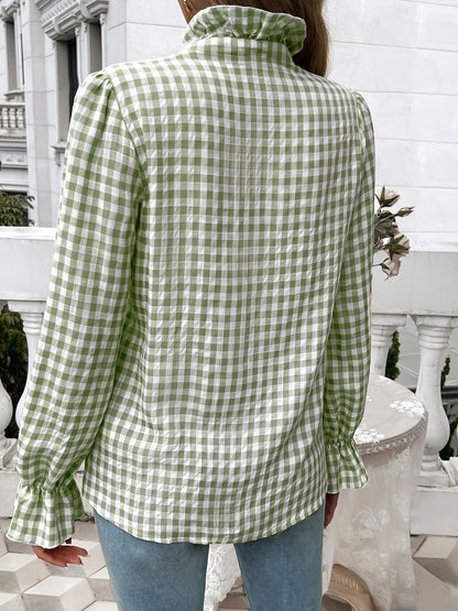 Women's Fall-Winter 2024 Professional Business Temperament Top French Contrast Button- Shirt