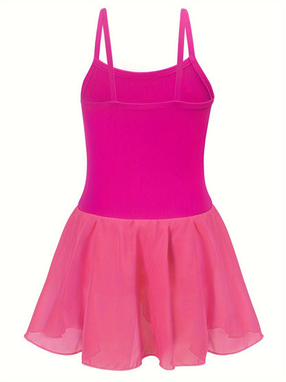 Girls' Sparkling Ballet Leotard with Rhinestones - Sleeveless, Stretchy Dance Dress for Training And Performances, Ballet Clothes for Girls