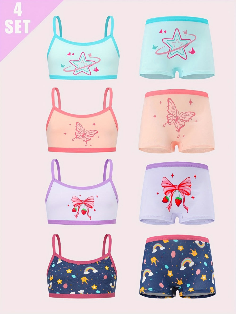 Girls' Camisole & Panty Set - 8-Piece Butterfly