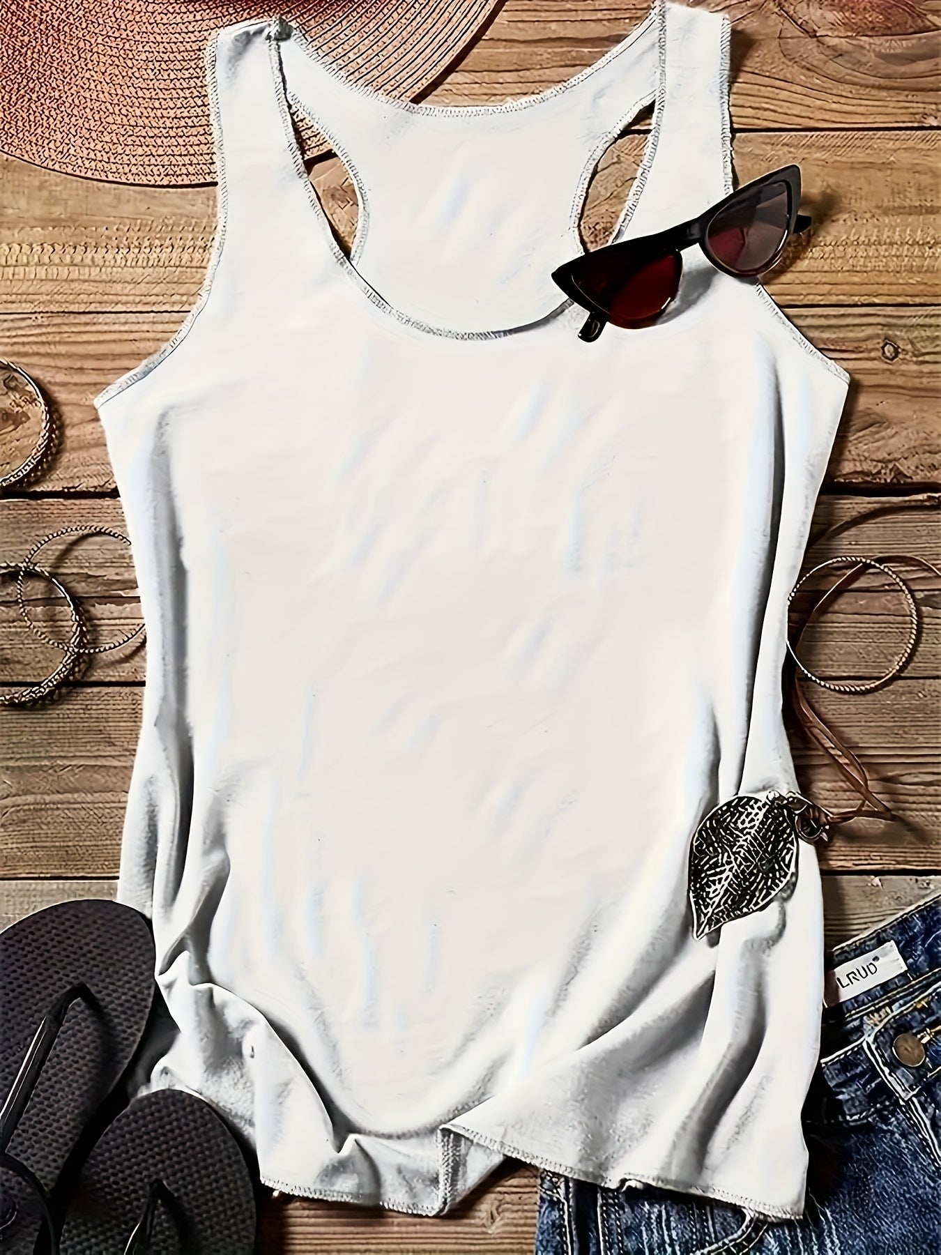 Sinhoon 5pcs Stretchy Fabric Sleeveless Tank Tops - Comfortable Round Neck Casual Tops for Spring & Summer - Versatile Clothing