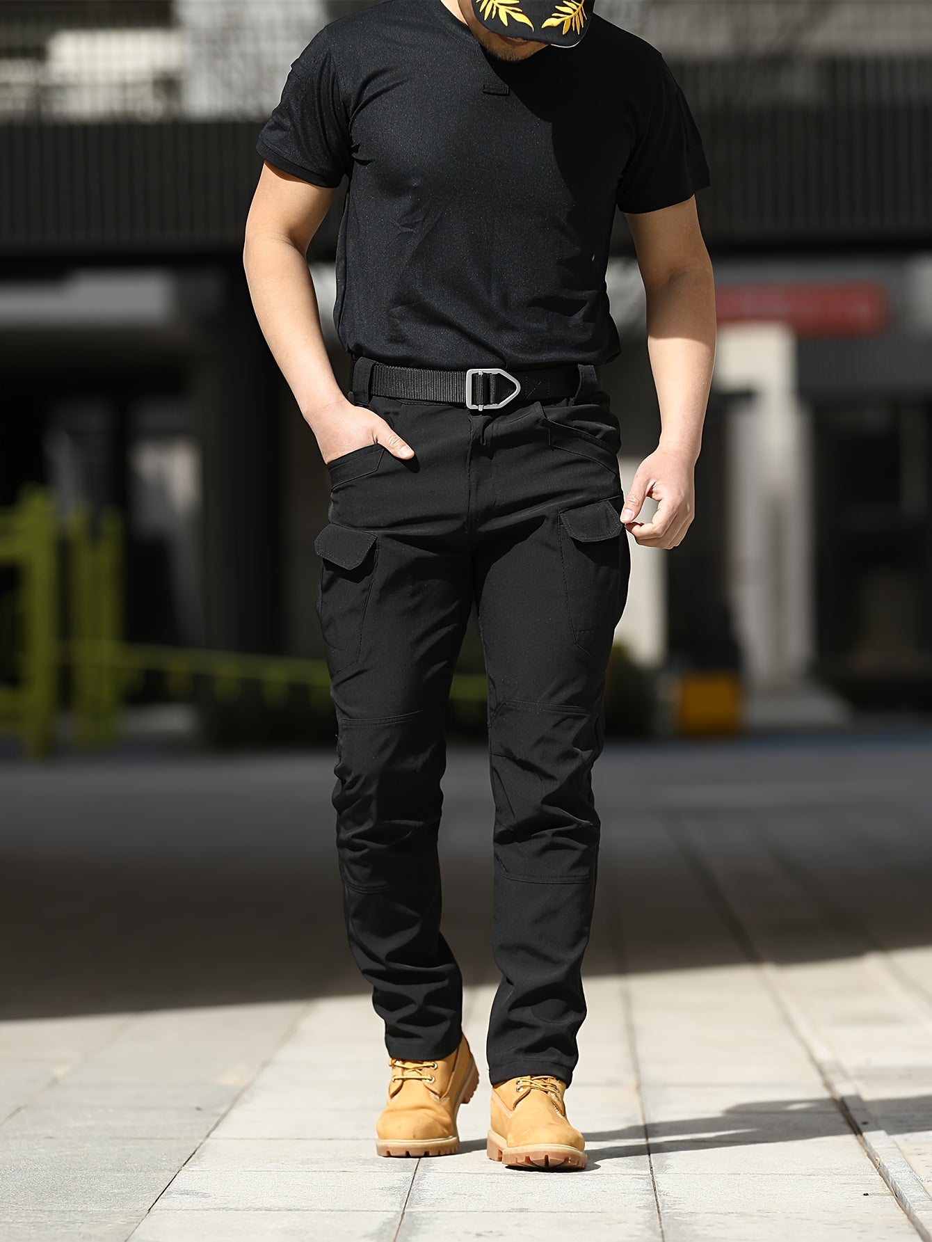 Men'S Lightweight Tactical Overalls - Durable, Breathable, Quick Dry Polyester with Multiple Pockets for Outdoor Adventures, Hiking And Work (Belt Included), All Season Pants | Relaxed Fit Pants | Wear-Resistant Outdoor Wear, Hiking Pants
