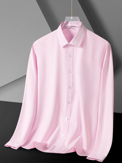 Men'S Long-Sleeve Button-Up Shirt Suitable for Semi-Formal Occasions in Spring And Summer Business Settings