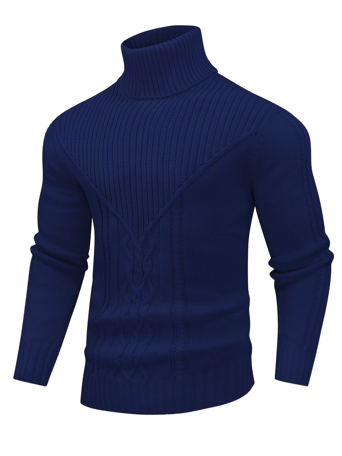 Men's Mature Casual Vintage Twisted Turtleneck Knit Pullover
