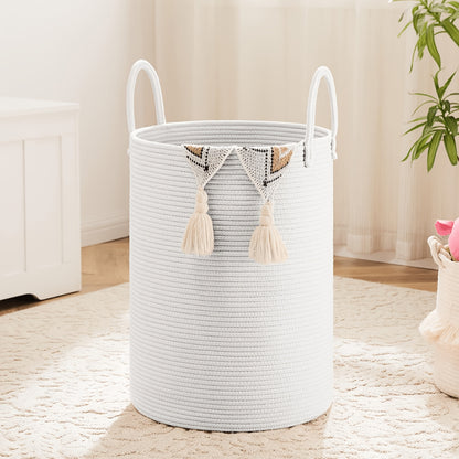 Collapsible Laundry Basket, Woven Rope Laundry Hamper, 12.15gal/15.85gal/ 21.13gal/26.42gal Laundry Bag For Decor Storage Of Dirty Clothes, And Blankets In Bathroom, Room And Living Room