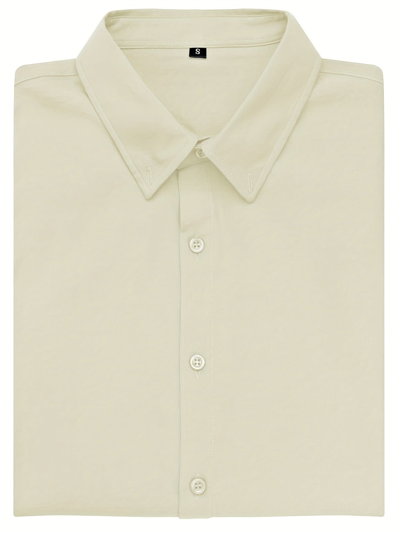 URRU Men's Muscle Fit Slim Stretch Dress Shirt - 4-Way Stretch Fabric (65% Rayon/25% Nylon/10% Spandex), Square Collar, Long Sleeve Button- Casual Shirt for All-Season Wear, Machine Washable Solid Color, Versatile Menswear, Classic Collar Design