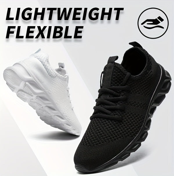 [Lightweight | Breathable] Lightweight Breathable Men's EVA Sole Running Shoes | White Low-Top Casual Sneakers with Round Toe Design | All-Season Outdoor Walking Shoes for Gym, Travel & Daily Wear