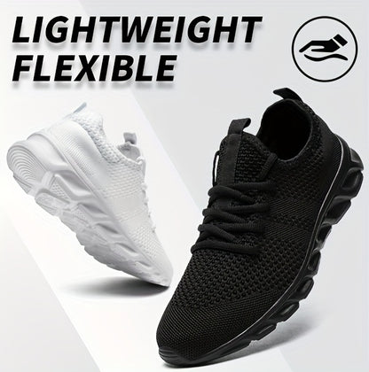 [Lightweight | Breathable] Lightweight Breathable Men's EVA Sole Running Shoes | White Low-Top Casual Sneakers with Round Toe Design | All-Season Outdoor Walking Shoes for Gym, Travel & Daily Wear
