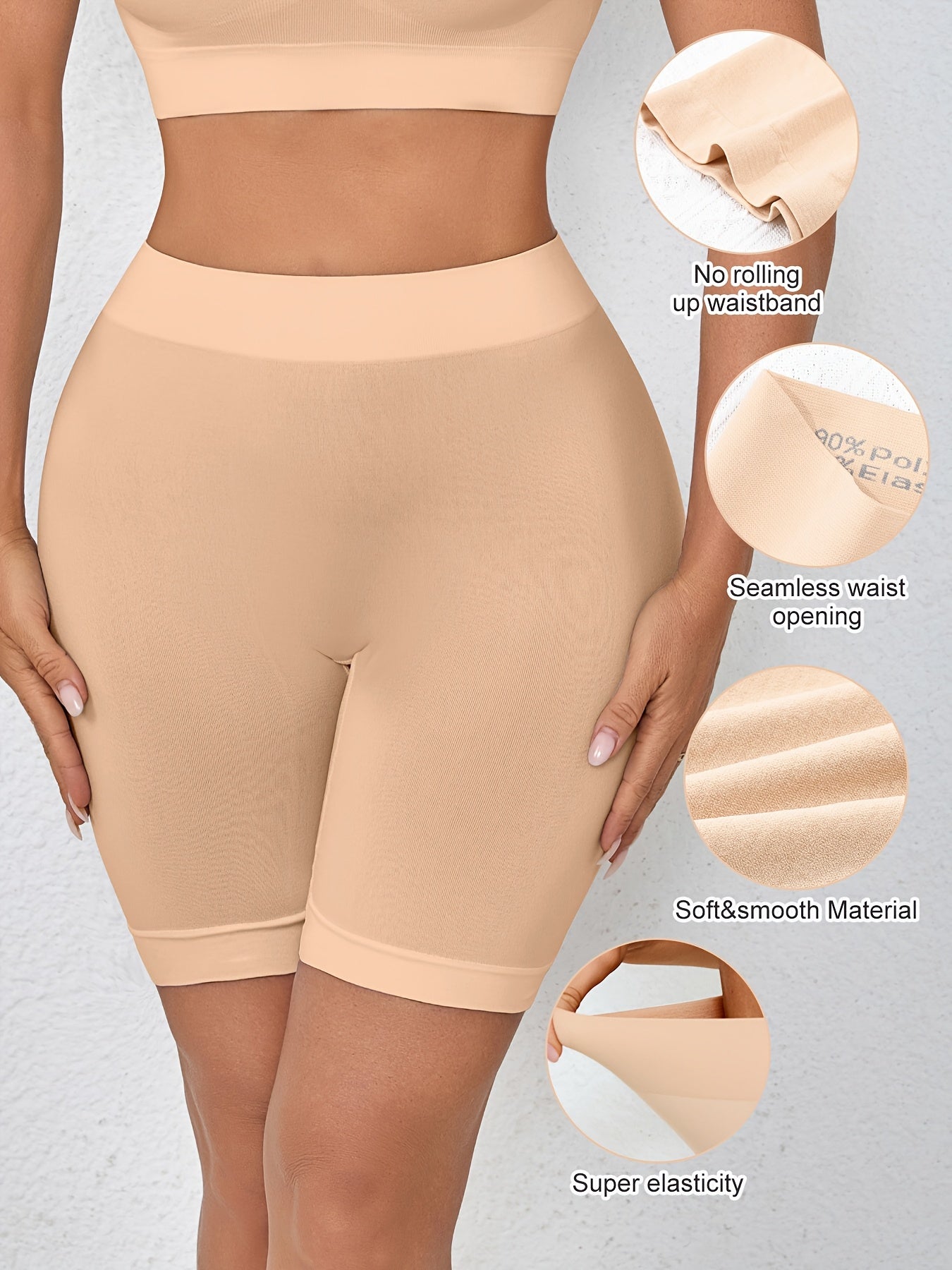 3-pack Mid High Waisted, Seamless Leggings, Women's Sports Safety Pants, Anti Slip, Non Rolled Edge Cropped Pants