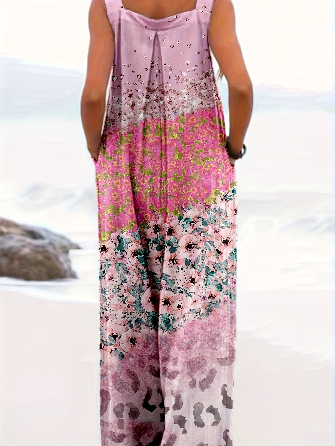 BONBON Spring/Summer Bohemian Chic Fake Casual Floral Jumpsuit for Women