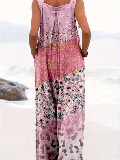 BONBON Spring/Summer Bohemian Chic Fake Casual Floral Jumpsuit for Women