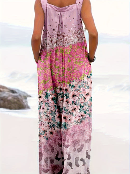 BONBON Spring/Summer Bohemian Chic Fake Casual Floral Jumpsuit for Women