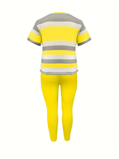 Women's Red Polyester Striped Short-Sleeve Pants - product view 12