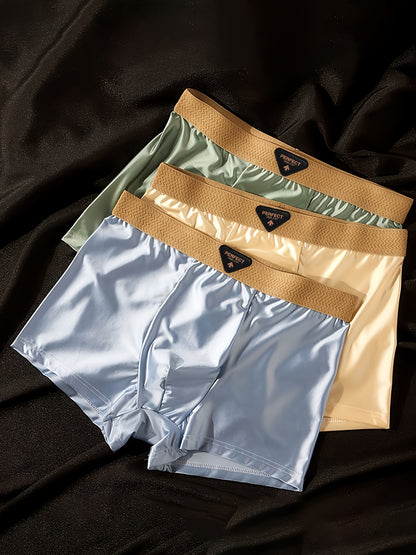 4pcs Men's Boxer Briefs- Ice Silky Cooling Underwear Breathable Quick-Dry Moisture-Wicking Boxer Shorts for Men Luxury Soft Comfort Underwear