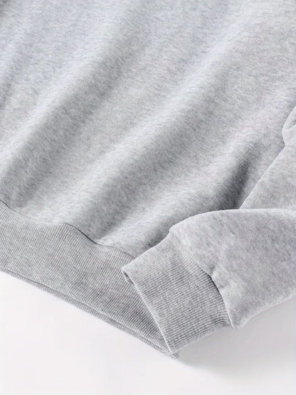 1pc Women'S Casual Crew Neck Sweatshirt American Flag Print, Long Sleeve Pullover For Autumn/ Winter, Grey Sweatshirt