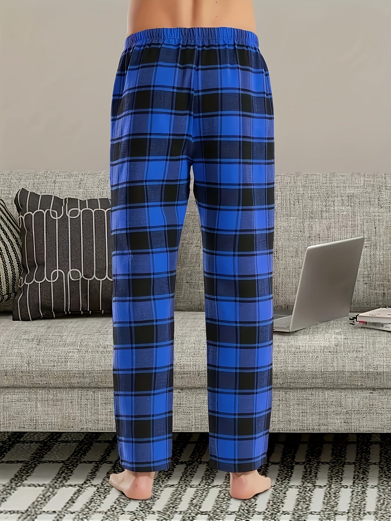 3-piece Men's Casual Plaid Long Pants Pajamas For Spring And Summer, Autumn And Winter Home Clothes Fashion Trend Pants Pajamas - Suitable Four Seasons To Wear