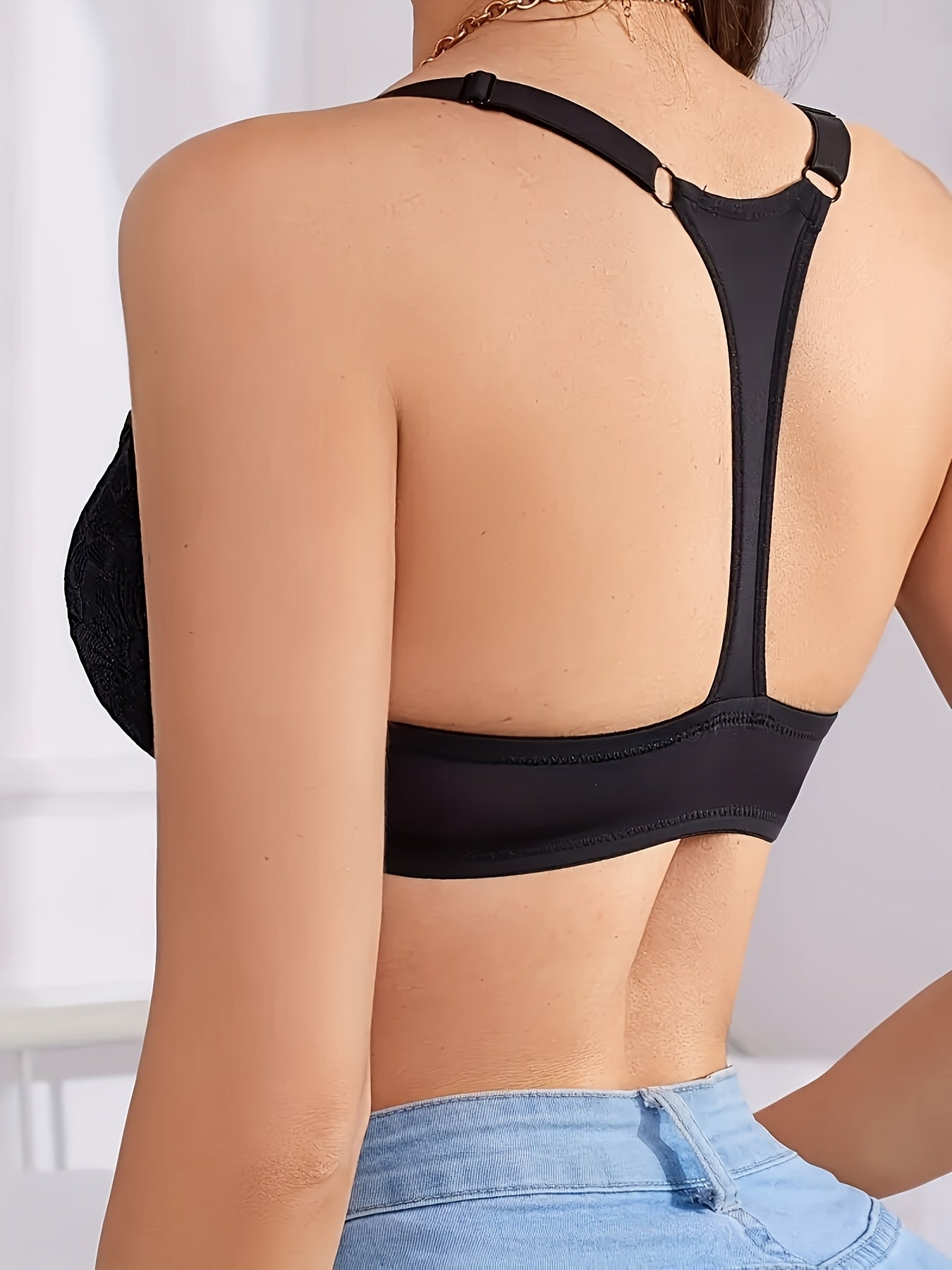 6pcs Women's Push-Up Bras Front Closure Underwire High Support - Breathable Nylon Lace Trim Non-Removable Padding, Valentine's Day & Mother's Day Gift for Her (Red/Blue/White/Black)