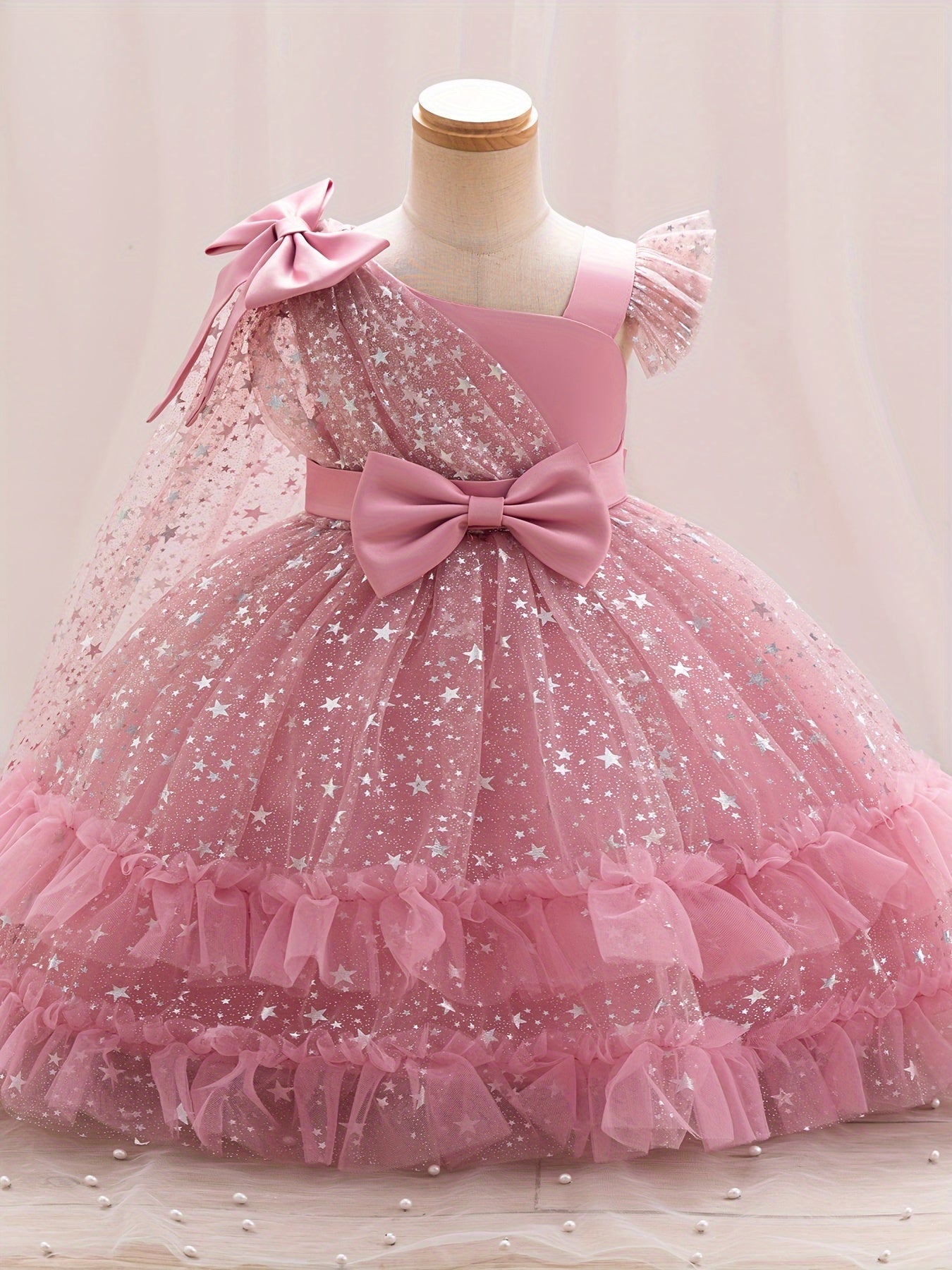 Halloween Dresses for Girls, Kids Halloween Costumes Galaxy Print Tutu Dress Off-Shoulder Flutter Sleeves A-Line Party Princess Gown