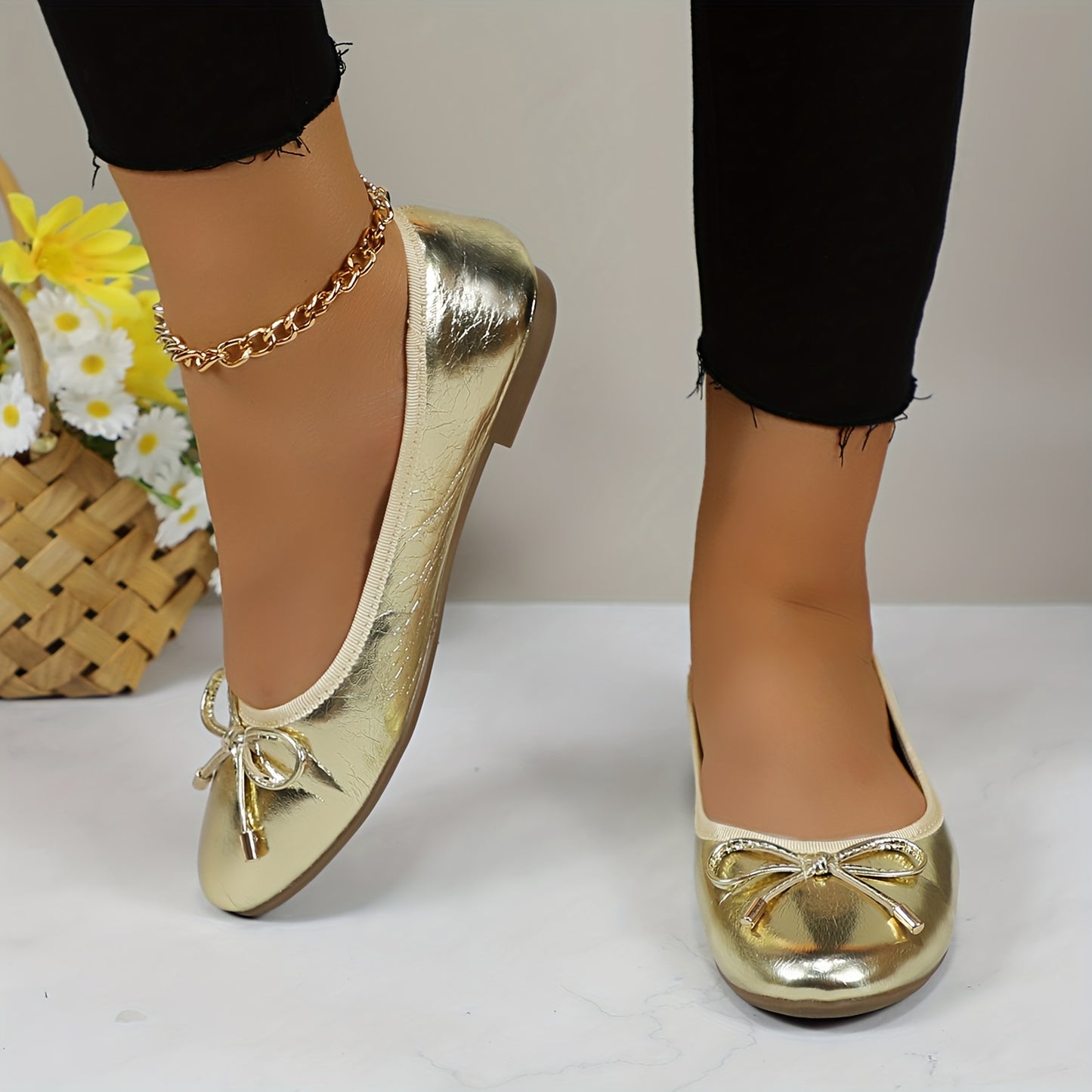 GLAZE Women's Ballet Flats with Built-in, Extremely Soft And Comfortable, Suitable for Office, Wedding, Party, Shopping-Golden, Silvery, Black, Nude, Pink, Camel, Snake, Women Shoes