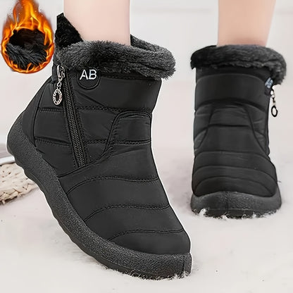 Women'S Snow Boots Winter faux fur Lined Ankle Boots Ladies Side Zipper Warm Lightweight Booties Outdoor Anti-Slip Walking Boots, Women Shoes