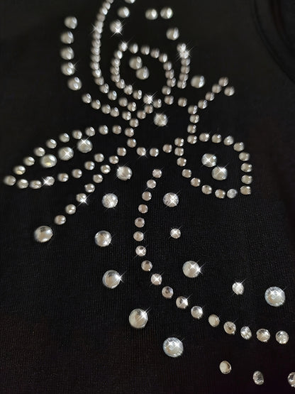 Black Bodycon Evening Gown for Women Featuring Elegant Cold Shoulder Design, Long Sleeves, And Rhinestone Embellishments