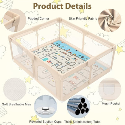 Large Breathable Mesh Baby Play Yard - Indoor and Outdoor Activity Space
