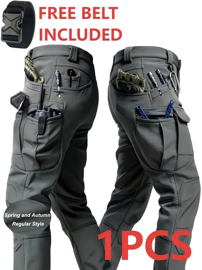 Men'S Lightweight Tactical Overalls - Durable, Breathable, Quick Dry Polyester with Multiple Pockets for Outdoor Adventures, Hiking And Work (Belt Included), All Season Pants | Relaxed Fit Pants | Wear-Resistant Outdoor Wear, Hiking Pants