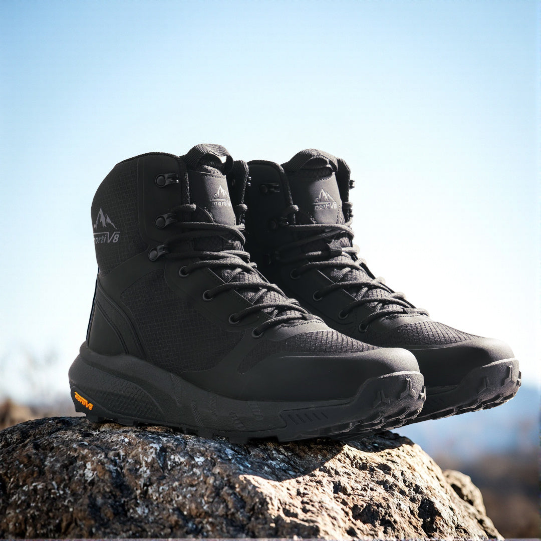 Men's Mid Tactical Boot Comfortable Waterproof Lightweight Boots with Zipper for Work All Day Non-Slip Outdoor Motorcycle Combat Boots