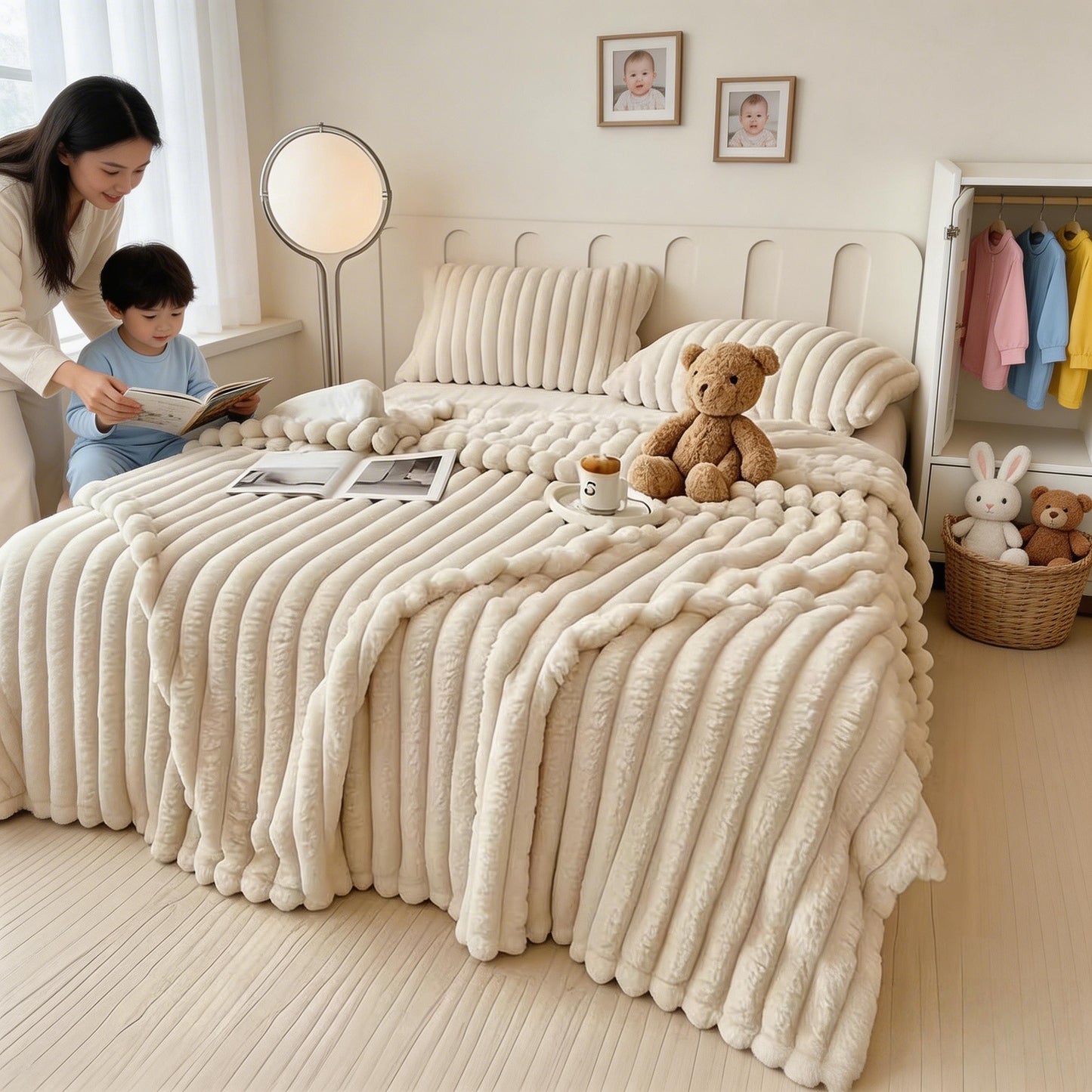 Luxury Plush Imitation Rabbit Fur Blanket - Ultra-Soft, Lightweight, Material Safety Kids Blanket, Multi-Color, Ideal for Bedcouch, Travel, Camping, Homegoods, Cozyvibes, Room, Best Gifts for Easter Sunday And Mother'S Day