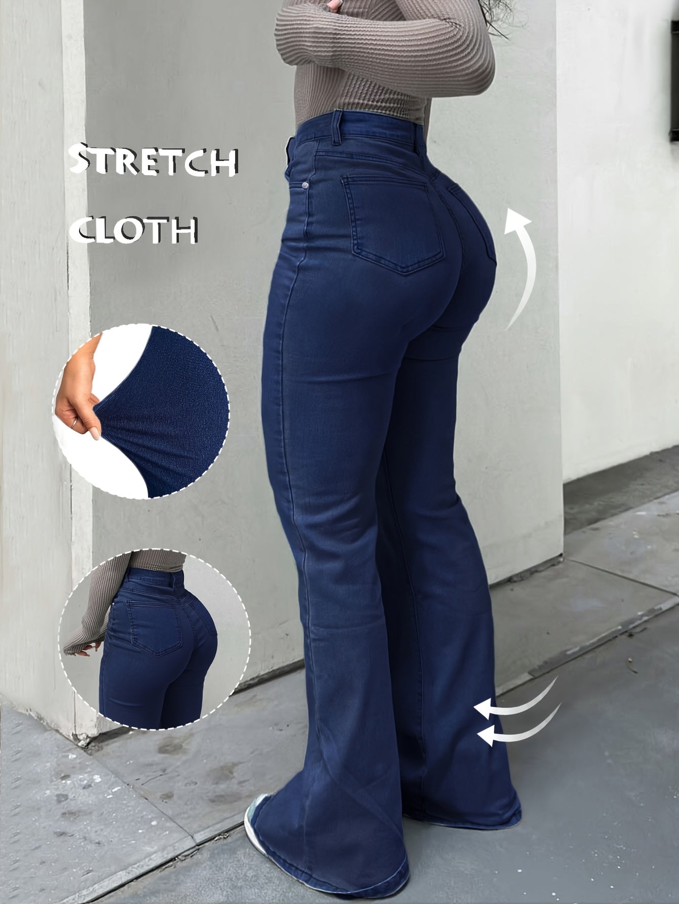 2025 Retro Style Trend Versatile Y2K Urban High Stretch Straight Leg Solid Color Women'S Jeans
