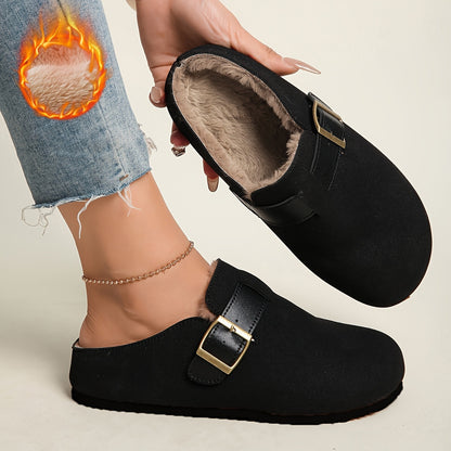 Women's Plush-Lined Platform Loafers, Buckle Strap Flat Shoes, Winter Warm and Comfortable Commuter Flat Shoes, Local Warehouse, Women Shoes