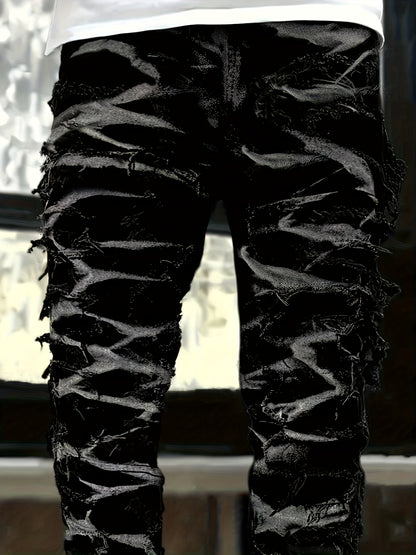 Men'S Star Print Fashion Layered Tassel Jeans