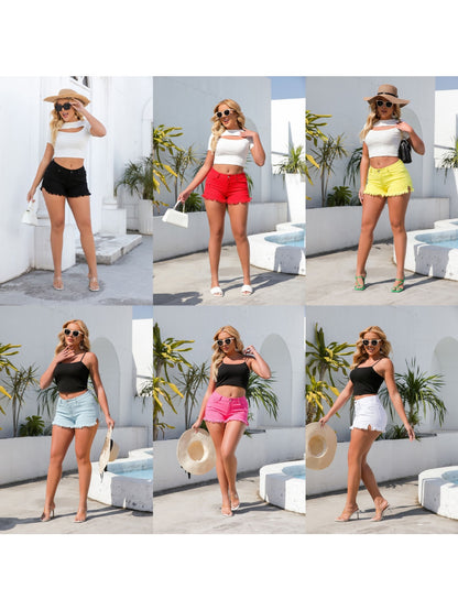 Women's White Denim Denim Shorts - product view 18