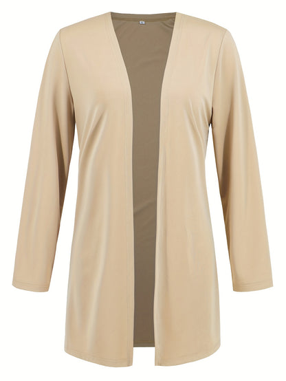 ZAFUL Women's Casual Business Long Sleeve Cardigan, V-Neck Vest Top, Straight Leg Trousers, Fashion Commuter Three-Piece Suit