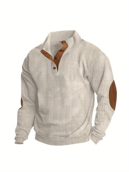 Men'S Autumn And Winter Outdoor Loose Jacket, Corduroy Casual Stand Up Collar, Long Sleeved Button Hoodie, Men'S