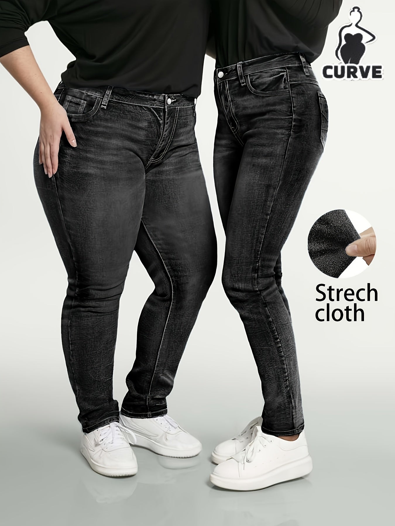 Women's Bright Steel Blue Denim High-Waist Slim-Fit Jeans - product view 21