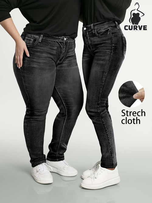 Women's Bright Steel Blue Denim High-Waist Slim-Fit Jeans - product view 1