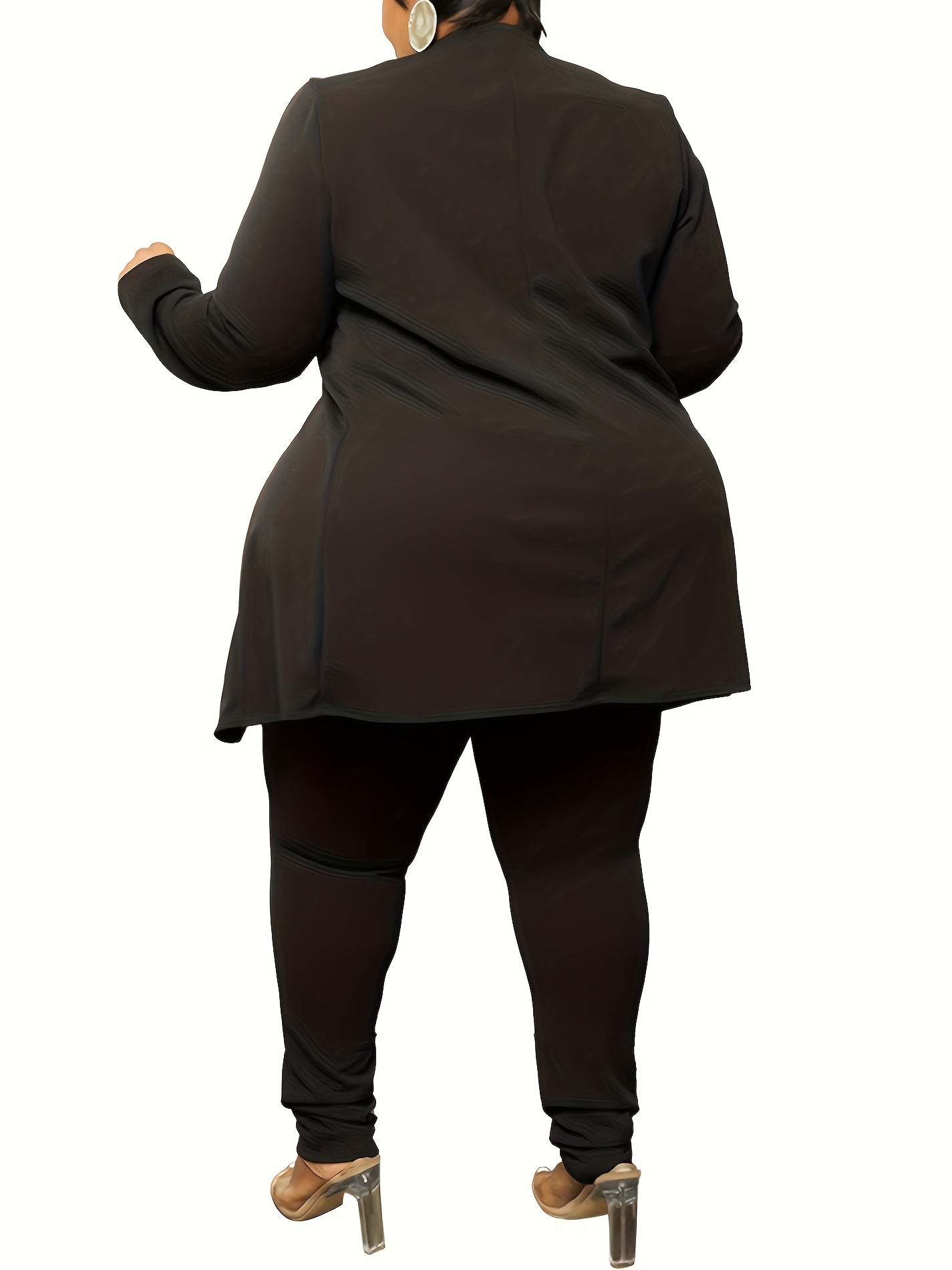 Plus Size - Plus Size - Plus Size Women'S Suit Jacket, Long Pants Two-Piece Set, Fashionable Casual Suit Set