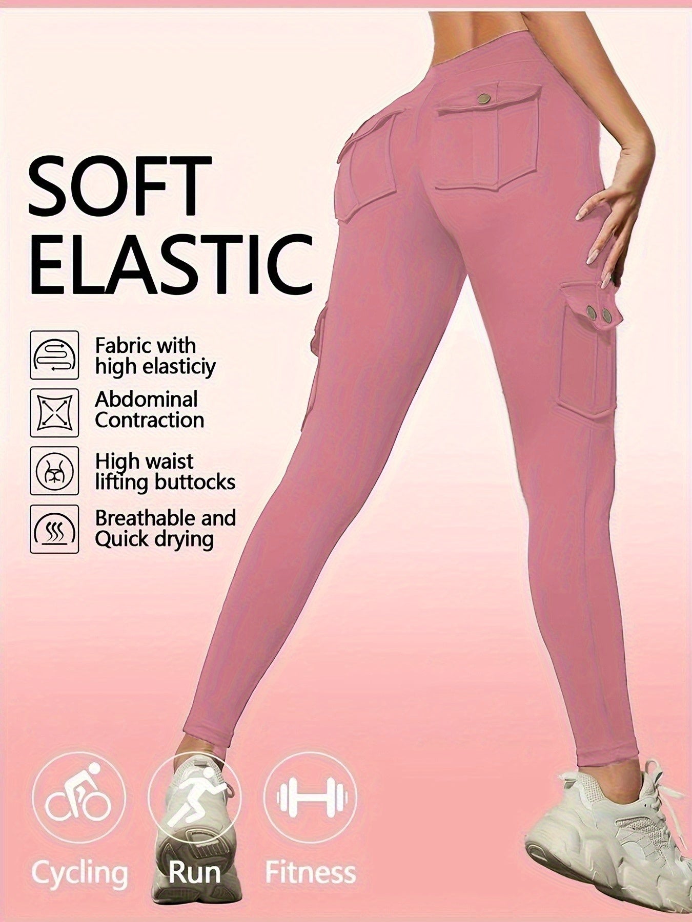 One Pair Of Women'S Slim Work Pants, With Multi-functional Pockets, High Elasticity. Aids In Tightening The Buttocks And Abdomen. Airtight Pants. Suitable For Outdoor, Home Use, Commuting, And Local Warehouse Direct Delivery.