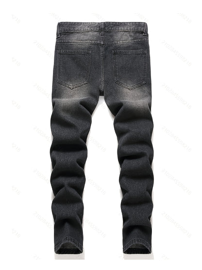[3pcs Of Jeans] Boys' Retro Distressed Slim Fit Washed Denim Jeans, Boys' Casual Multi Piece Jeans, All Season Collection