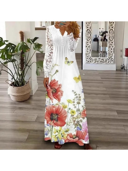 Red Rose Lace V-Neck High-Waist Dress - product view 2
