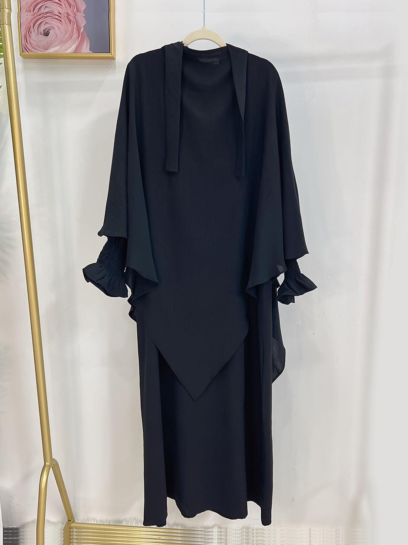 Khimar+abaya 2pcs Set Umrah Rida Set Player Abaya Set with Pockets
