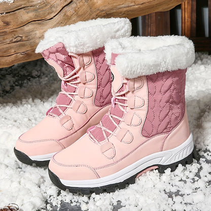 Winter Women'S Outdoor Snow Boots, Anti-cold Warm Padded High Top Boots, Non-slip Comfortable Hiking Boots