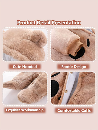 Baby Newborn Snowsuit Winter Hooded Footie Fleece Jumpsuit for Infant Girls Boys, for Outdoor