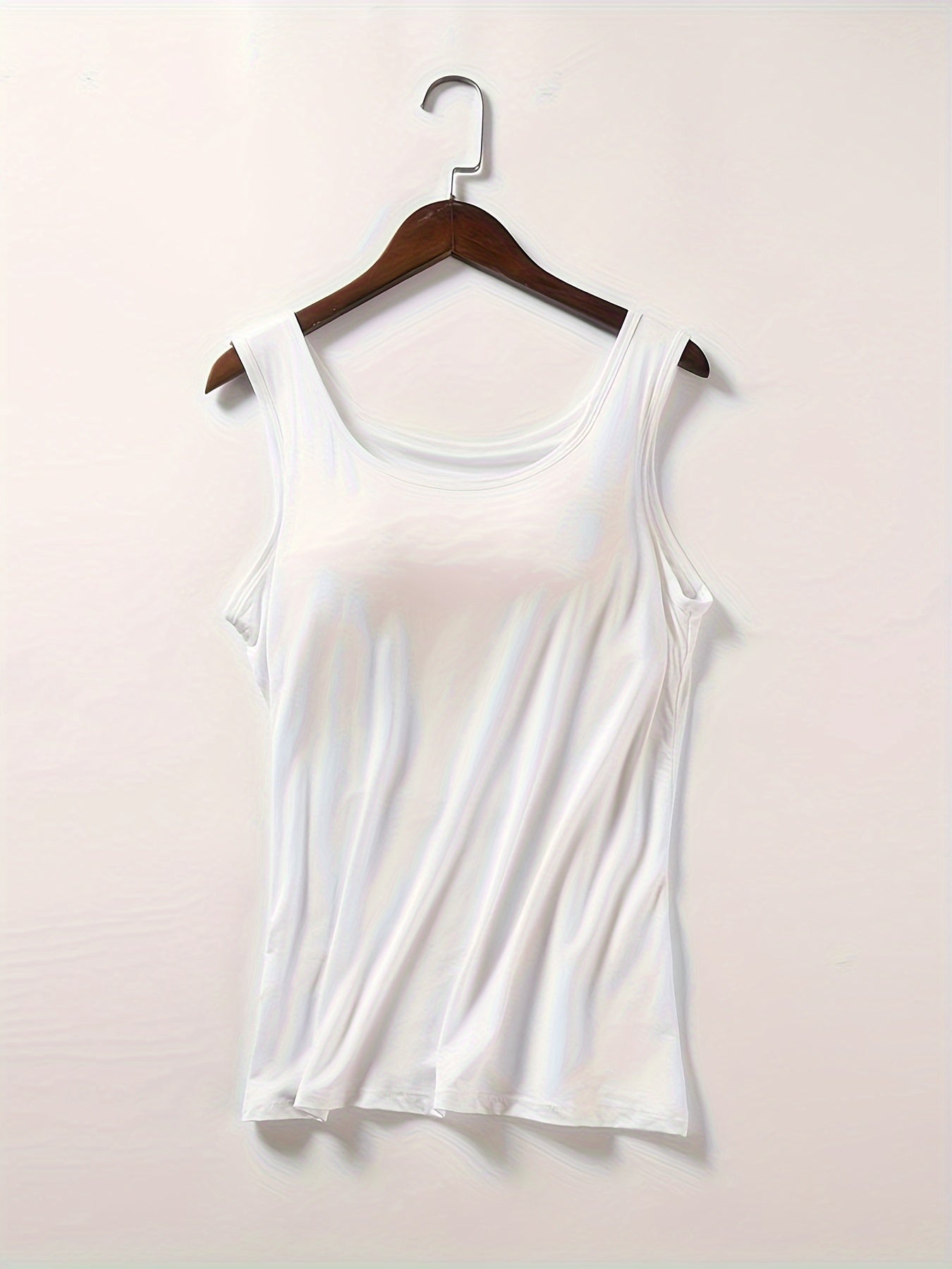 3pcs Pack Women's Camisoles with Built-In Bra - Wire-Free Padded, Breathable Elastic Tank Shirts Suitable for Yoga, Layering Undershirts, Non-Removable Chest Pads, Basic Plain Lingerie for Casual Attire & Underwear