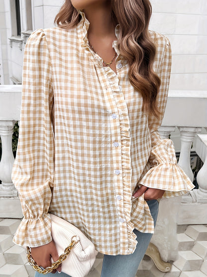 Women's Fall-Winter 2024 Professional Business Temperament Top French Contrast Button- Shirt