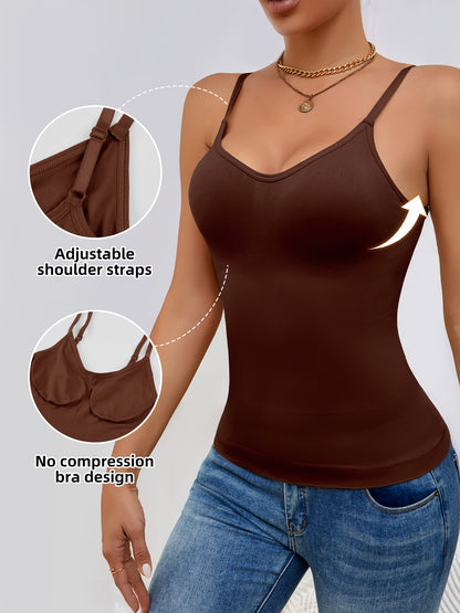 3pcs Women'S Camisole Vest, Comfortable, Breathable, Sleeveless Bottom, Inner Layer, Shaping And Body Shaping Sports Bra
