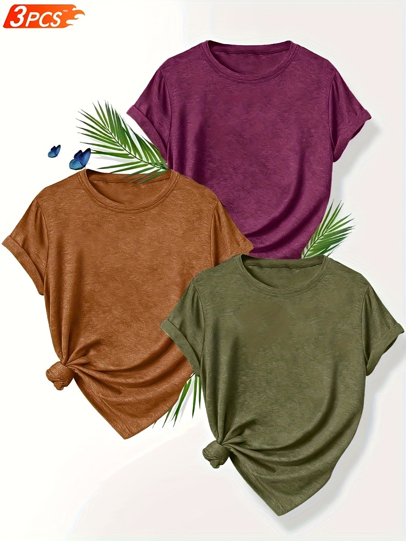 A Set of Three Women'S T-Shirts in Breathable, Comfortable, And Versatile Minimalist Designs - Enhance Your Wardrobe for Any Event with These Easy Yet Stylish Pieces