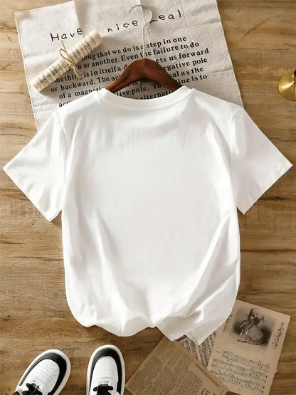 Autumn Special, Women's Round Neck Printed T-shirt, Suitable for Holidays, Travel, Beach Parties, Family Gatherings, Gifts, Participating in, Etc.! Local Warehouse, 100%