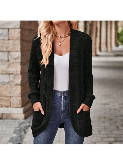 Women's Chic Office to Party Cardigan - Long Sleeve Open Front Jacket, Machine Washable Fall/Winter Coat with, Elegant Everyday Outerwear for Women