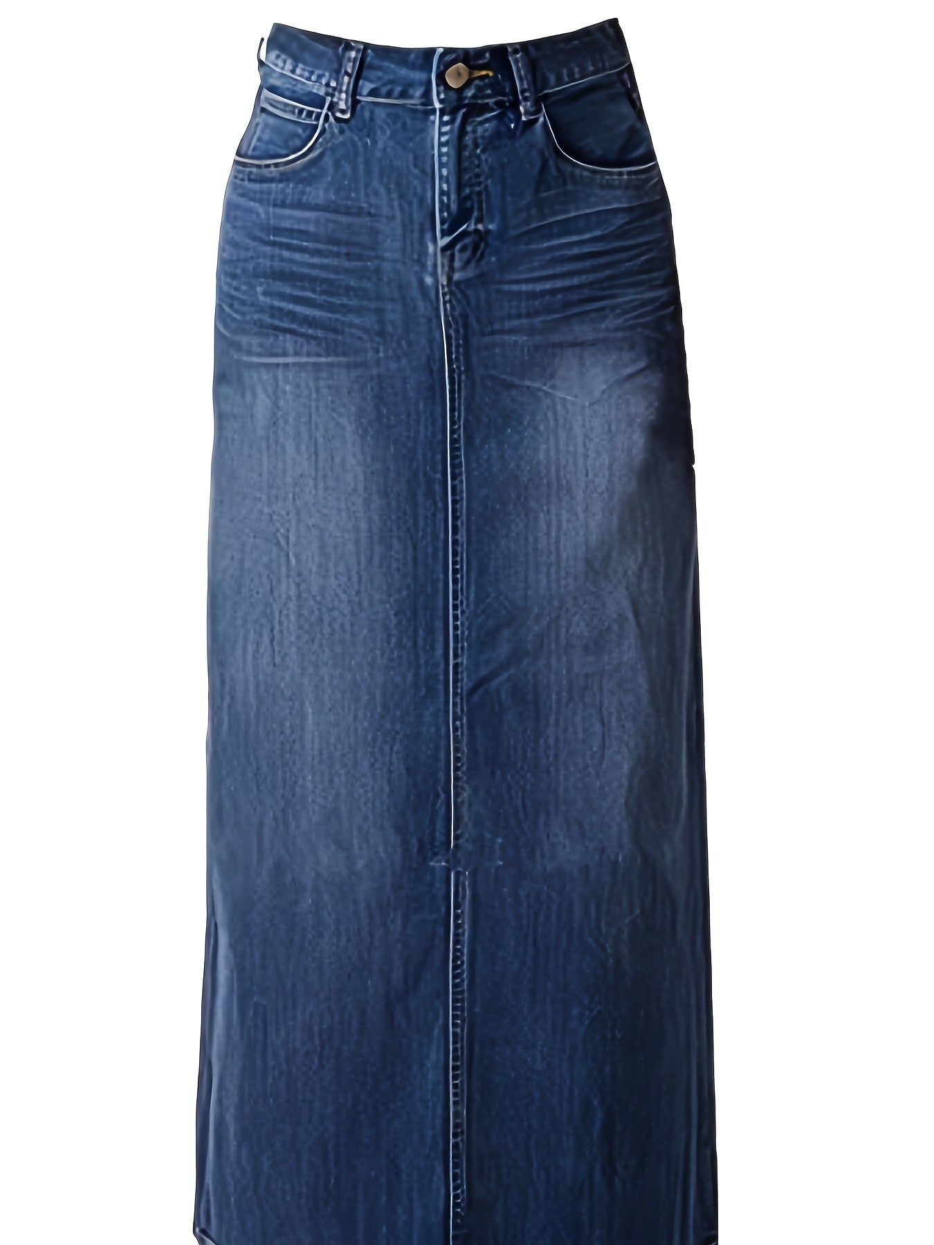 Long Denim Skirt for Women Casual A-Line Denim Maxi Skirt Stretch High Waisted Jean Skirt with Pocket